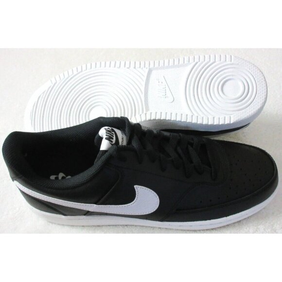 Nike Men's Court Vision Lo Next Nature Leather Shoes Black White Sizes NIB - Picture 2 of 5